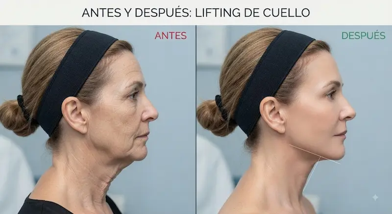 lifting de cuello antes y despues